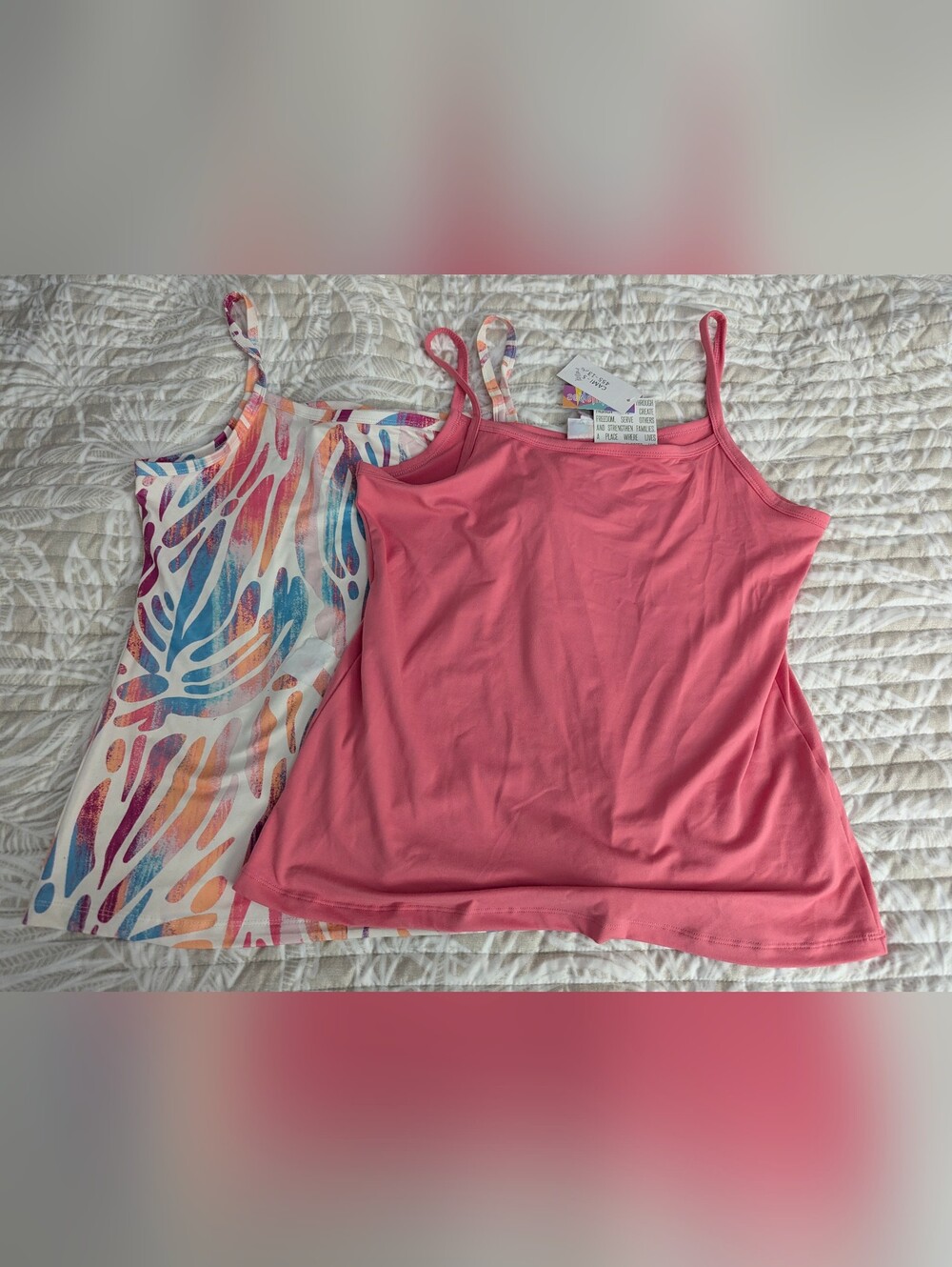 LuLaRoe Pink & Multi-Color Scoop Neck Camisole Duo